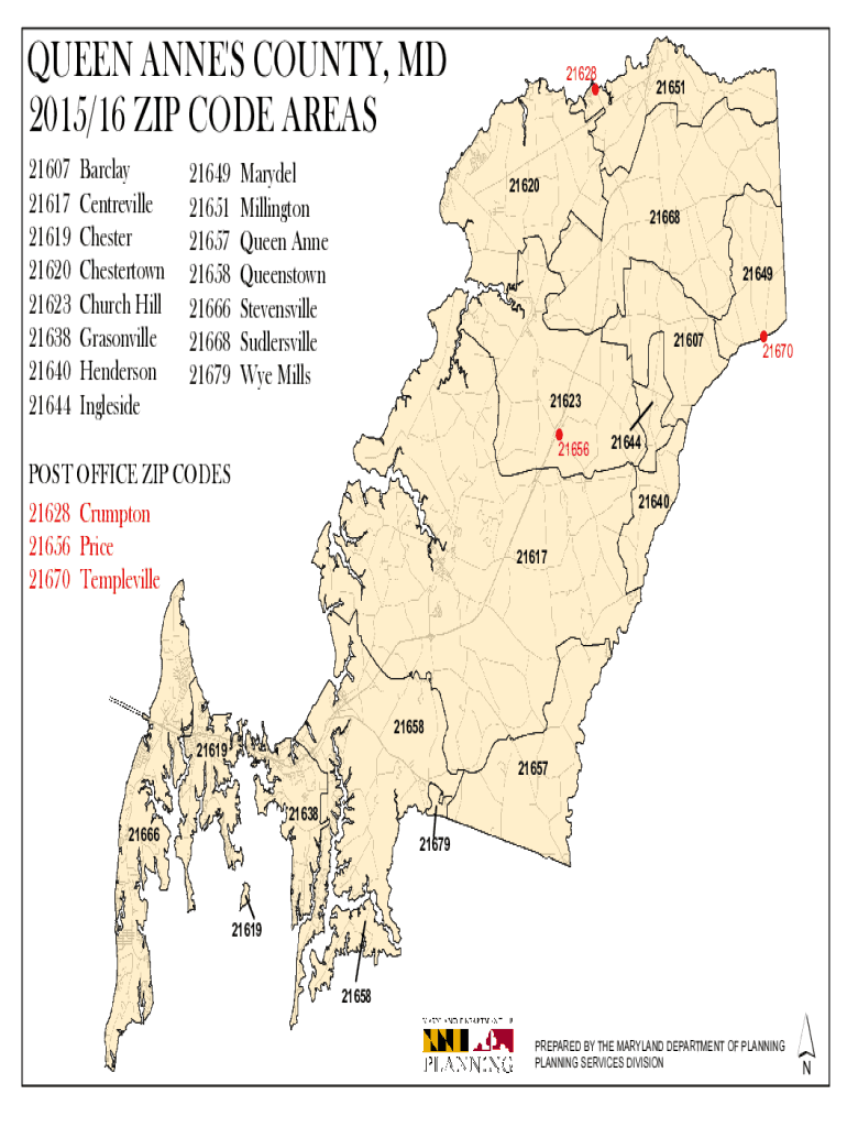 Fillable Online mdp state md List of ZIP Codes in Queen Annes County MD Fax Email Print pdfFiller