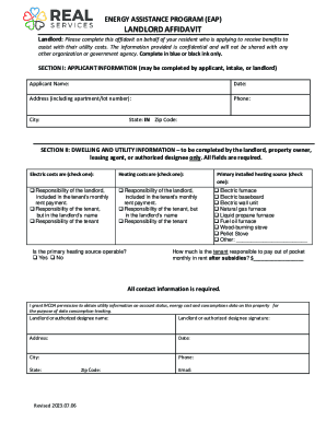 Fillable Online energy assistance program (eap) - landlord/housing ...