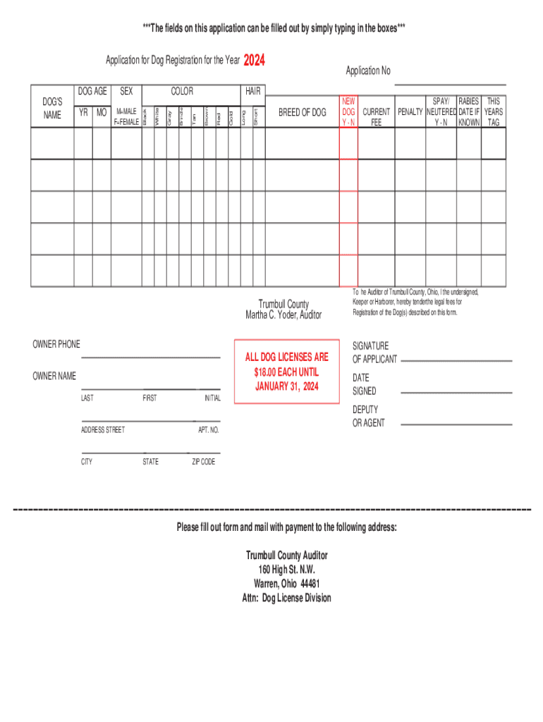 Fillable Online dogwarden co trumbull oh American Kennel Club Online