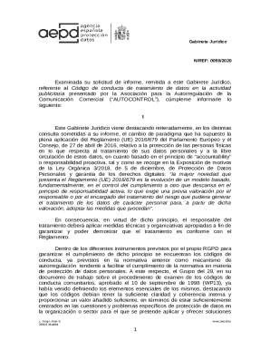 Referente al cdigo de conducta de tratamiento de datos en la actividad