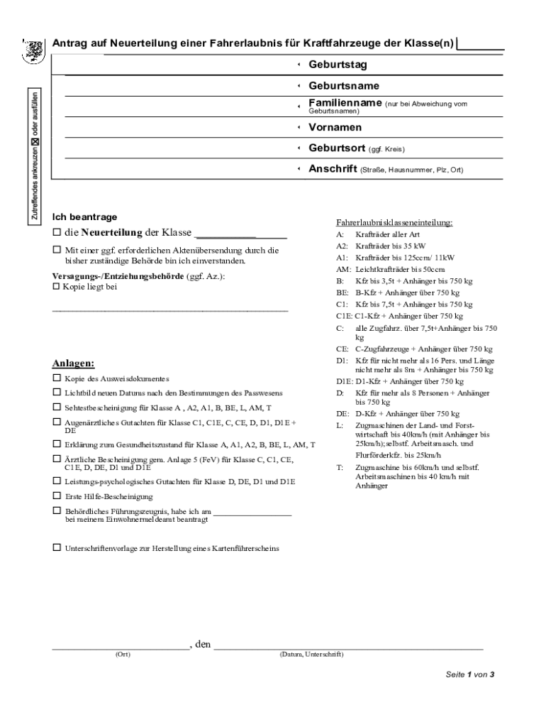 Bescheinigung über ärztliche Untersuchung Fahrerlaubnis Pdf Ausfüllbar Online Antrag auf Neuerteilung einer Fahrerlaubnis fr