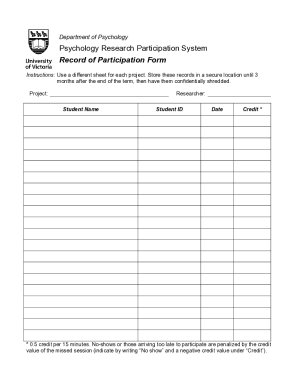 Record of Participation Form