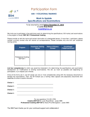 Work to update the specifications and examinations for ...