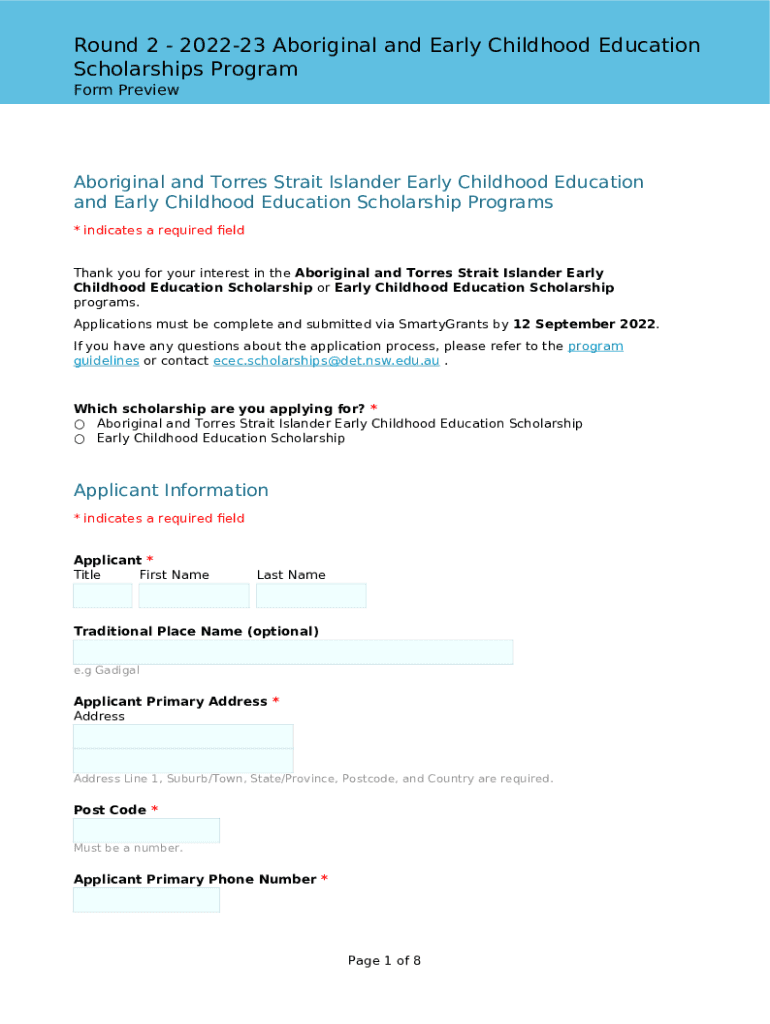 Fillable Online Early Childhood Scholarships to help people upskill and