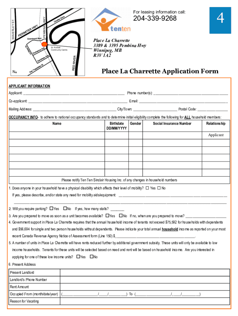 Fillable Online Ten Ten Sinclair Housing Inc. Careers and Employment