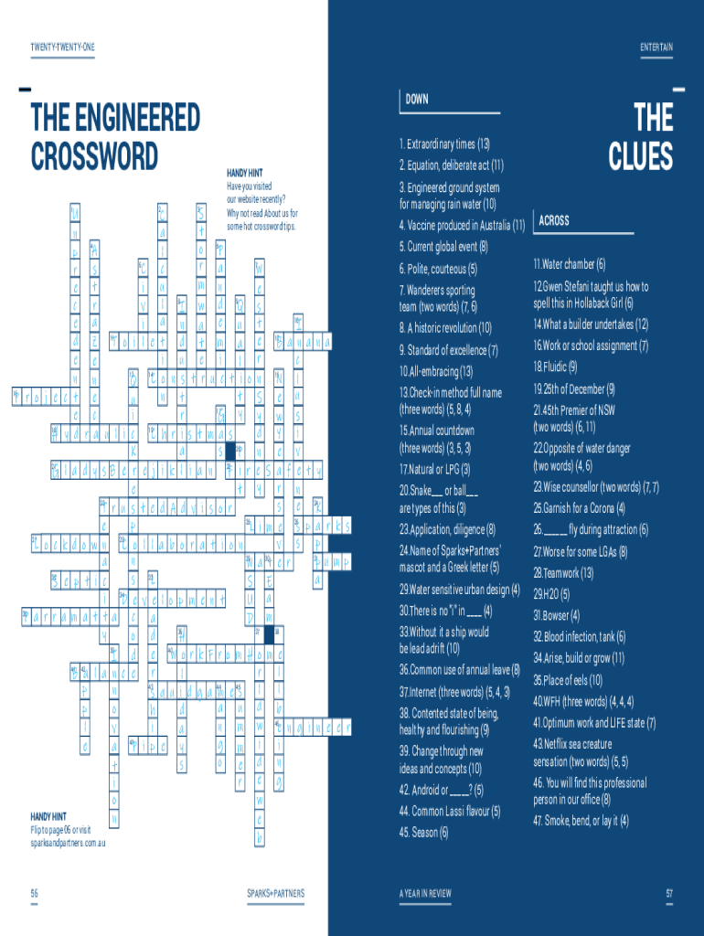 Fillable Online THE ENGINEERED CROSSWORD THE CLUES Fax Email Print