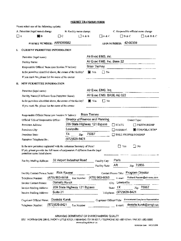 Fillable Online Name Change and/or Permit Transfer Form Fax Email Print