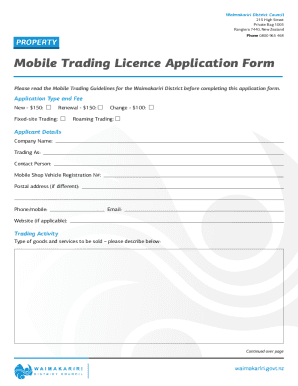 Permit to trade in a public place from a vehicle