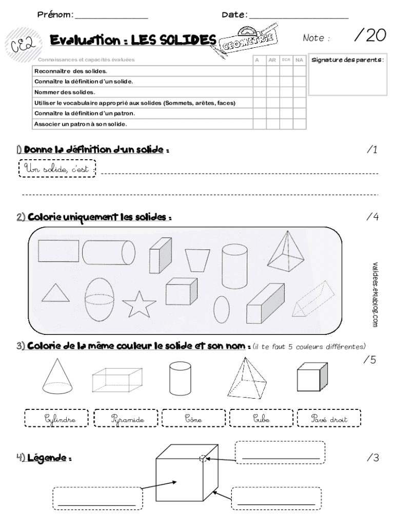 Remplissable En Ligne 3e anne - Les solides (Capsule de math de M ...