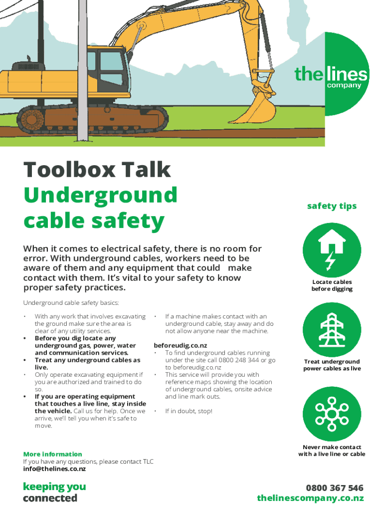 Fillable Online Toolbox Talk Underground cable safety Fax Email Print