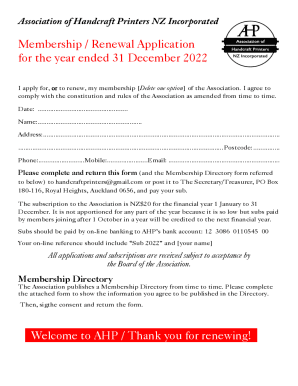 Membership / Renewal Application for the year ended 31 ...