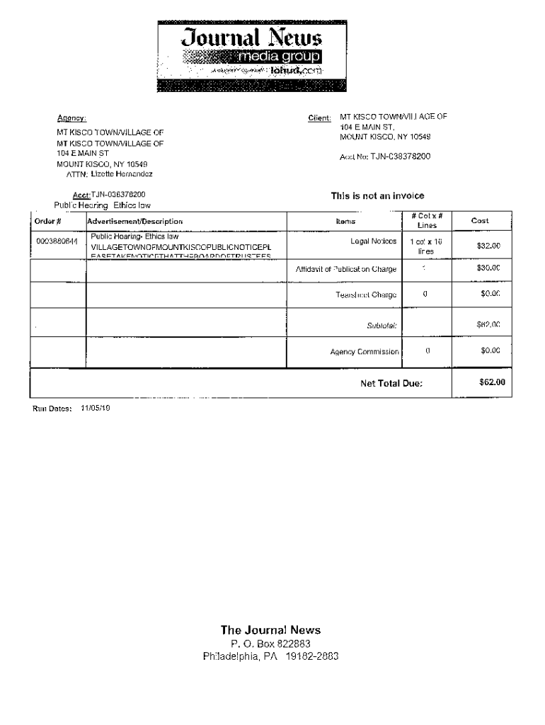 Fillable Online Village Board of Trustees LiveVillage of Mount Kisco