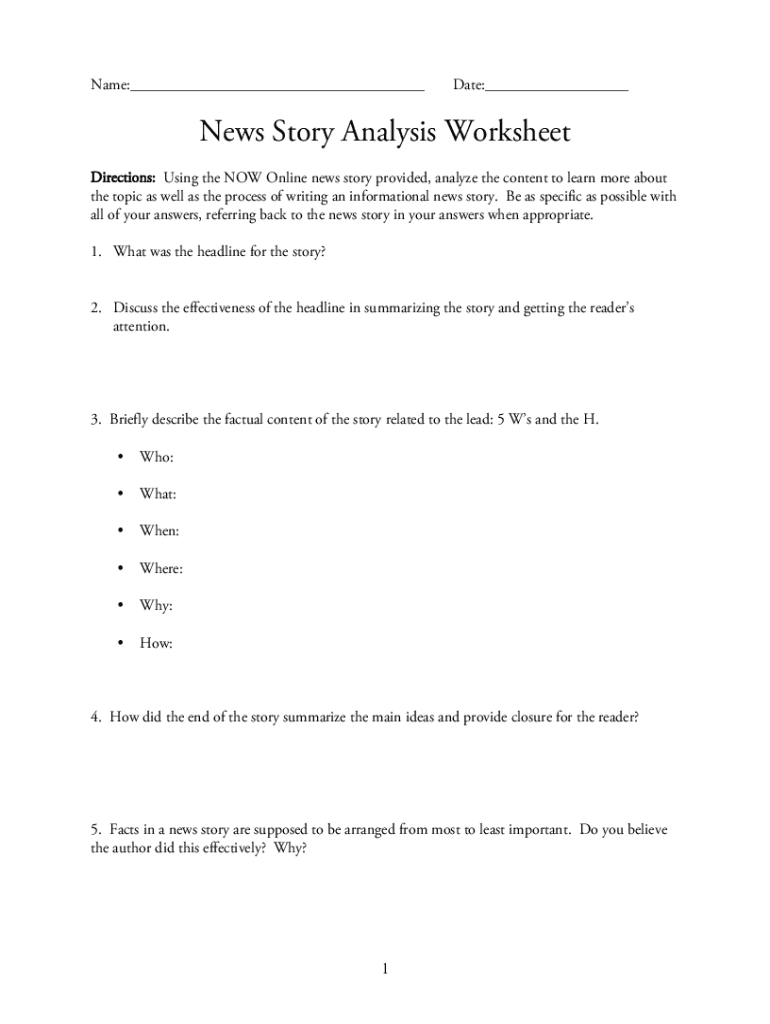 Fillable Online Science in the News Critical Analysis WorksheetBeyond ...