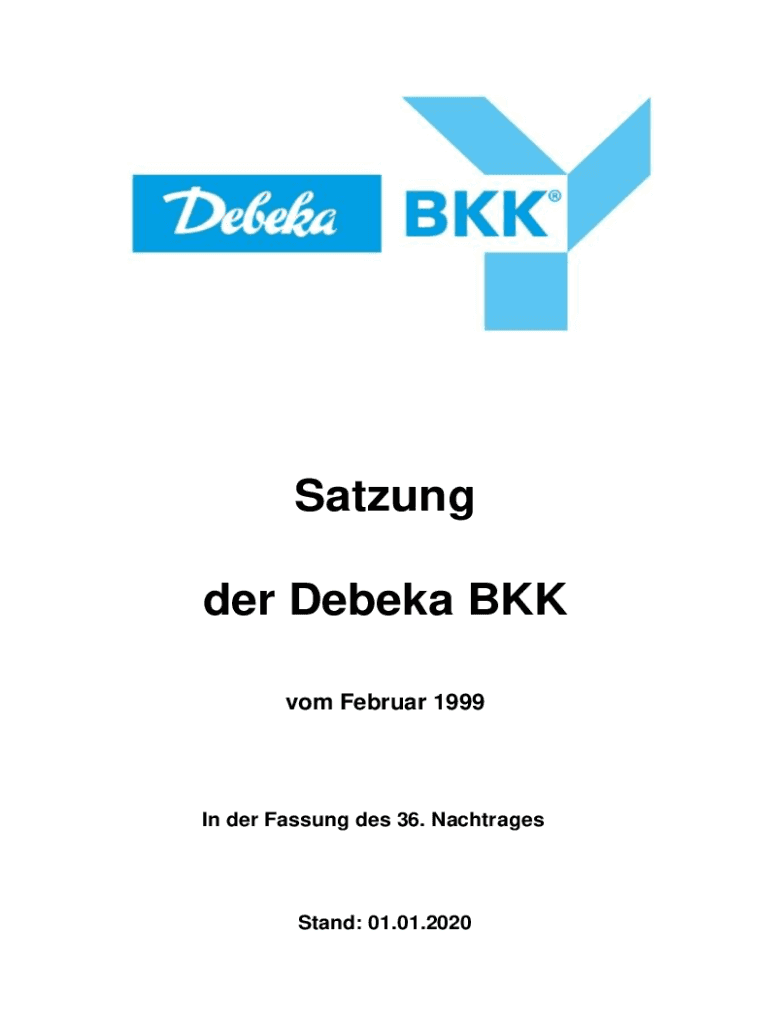 Ausfüllbar Online Satzung der Debeka BKK 301213 Fax Email Drucken
