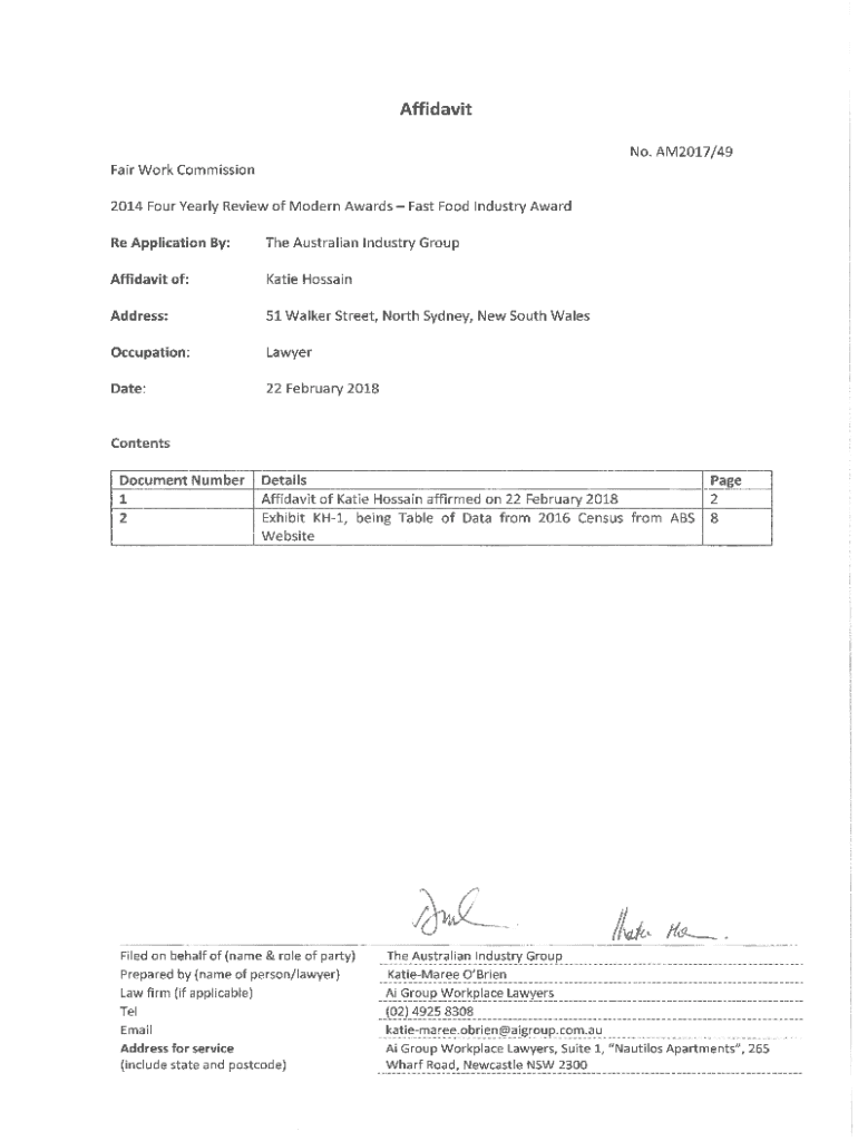 Fillable Online 2014 Four Yearly Review of Modern Awards Fast Food