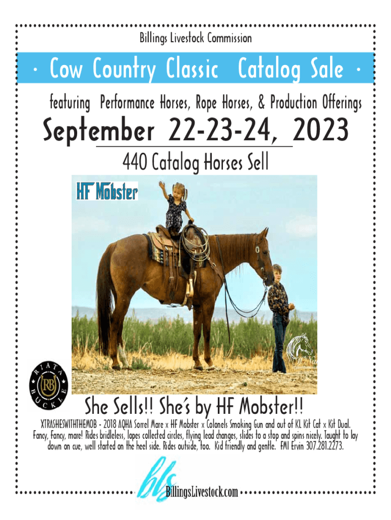 Fillable Online Gotta go rope! Billings... Billings Livestock Horse