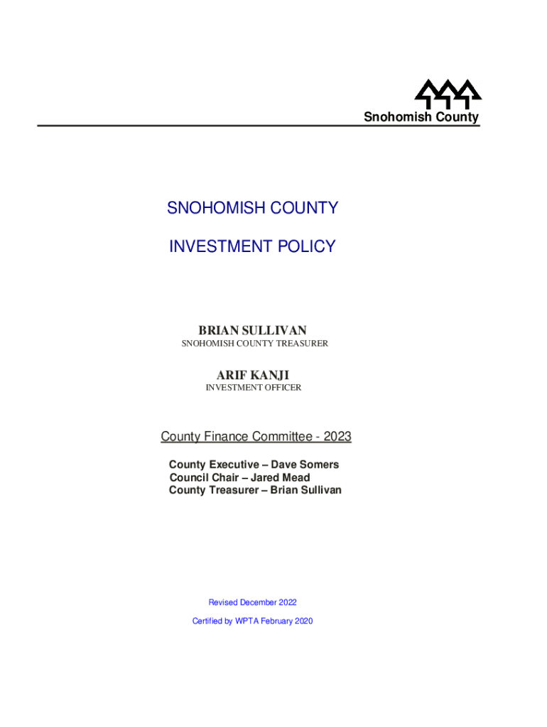 Fillable Online I ARIF KANJI INVESTMENT OFFICER County Finance