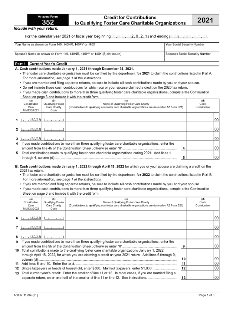 Arizona Foster Care Tax Credit - Donate & Reduce Your Preview on Page 1