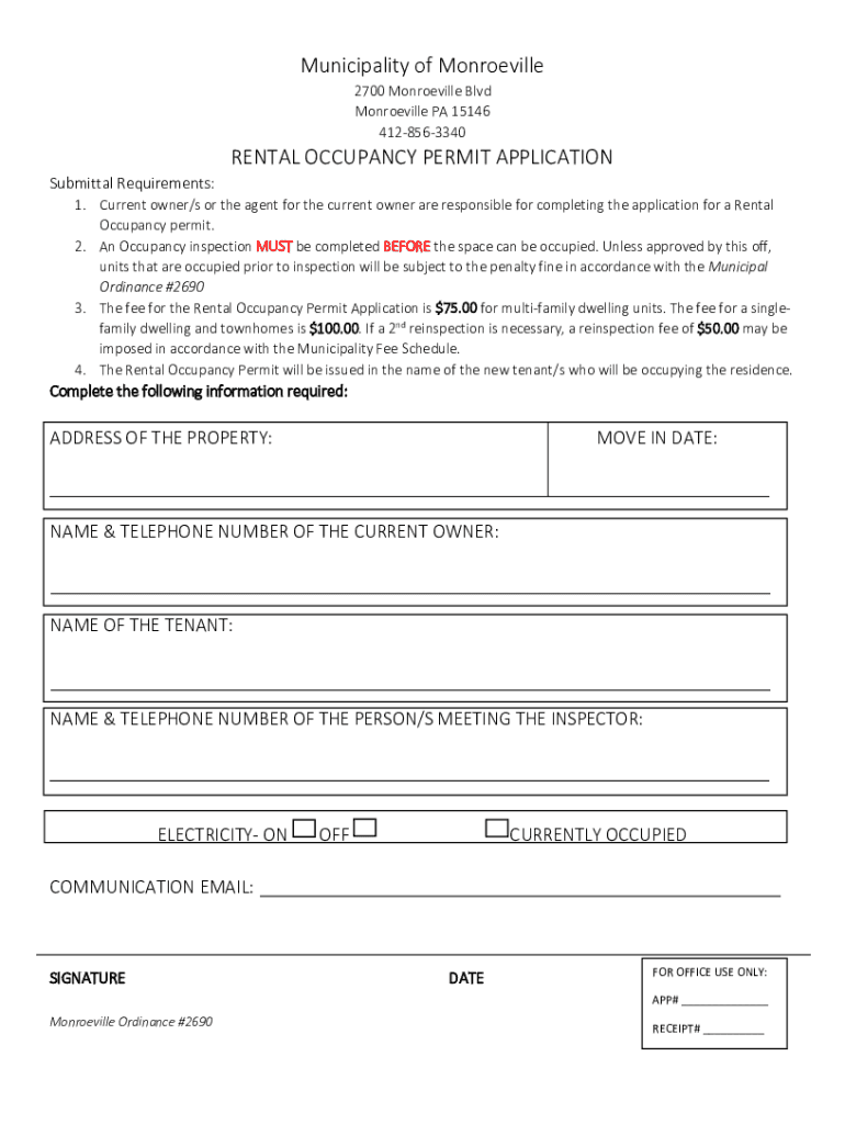 Occupancy Permits - Municipality of Monroeville, PA Preview on Page 1