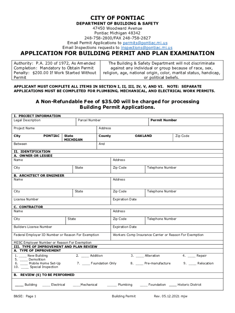 building permit pontiac Preview on Page 1