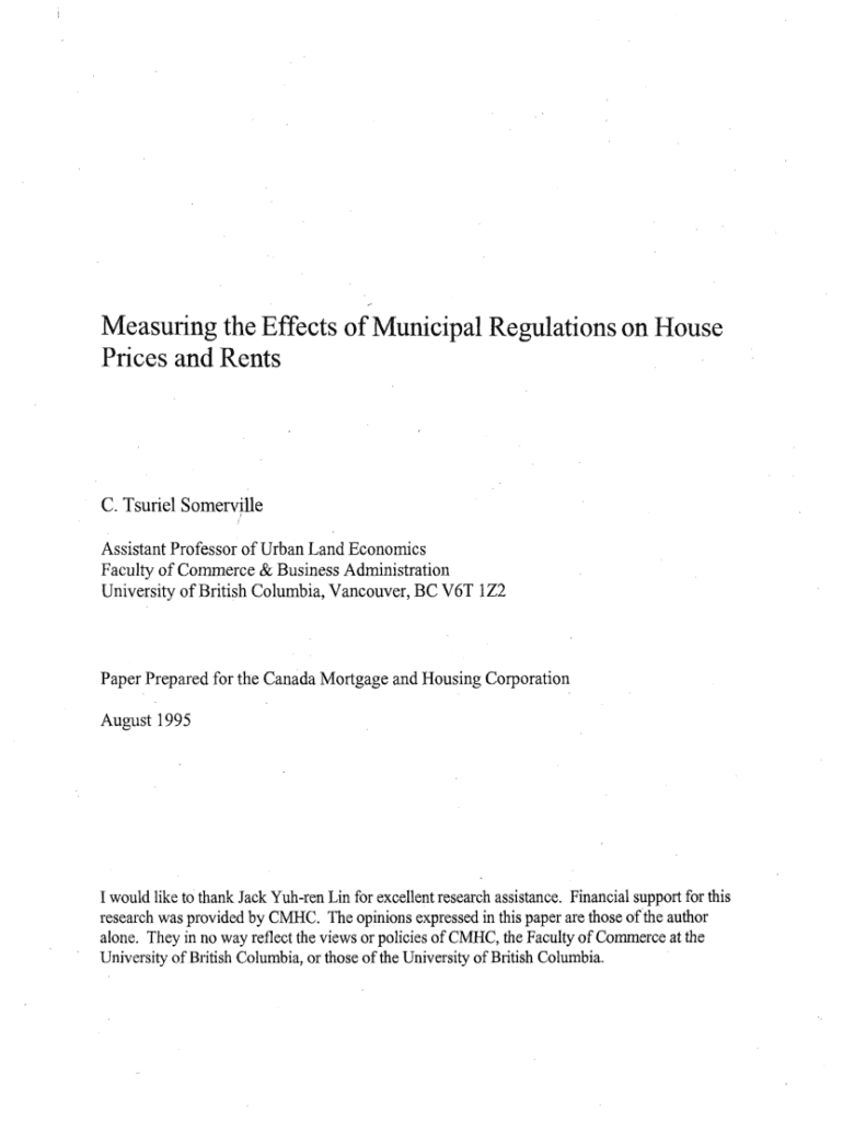 Fillable Online publications gc Measuring LandUse Regulations and Their Effects in the Fax