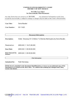 Get the free UNITED STATES BANKRUPTCY COURT ...