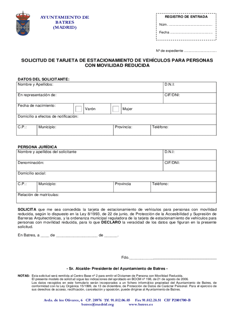 Completable En línea solicitud de tarjeta de estacionamiento de vehculos para Fax Email