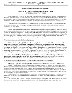 NOTICE TO CONSUMER DEBTOR(S) UNDER 342(b) OF ...