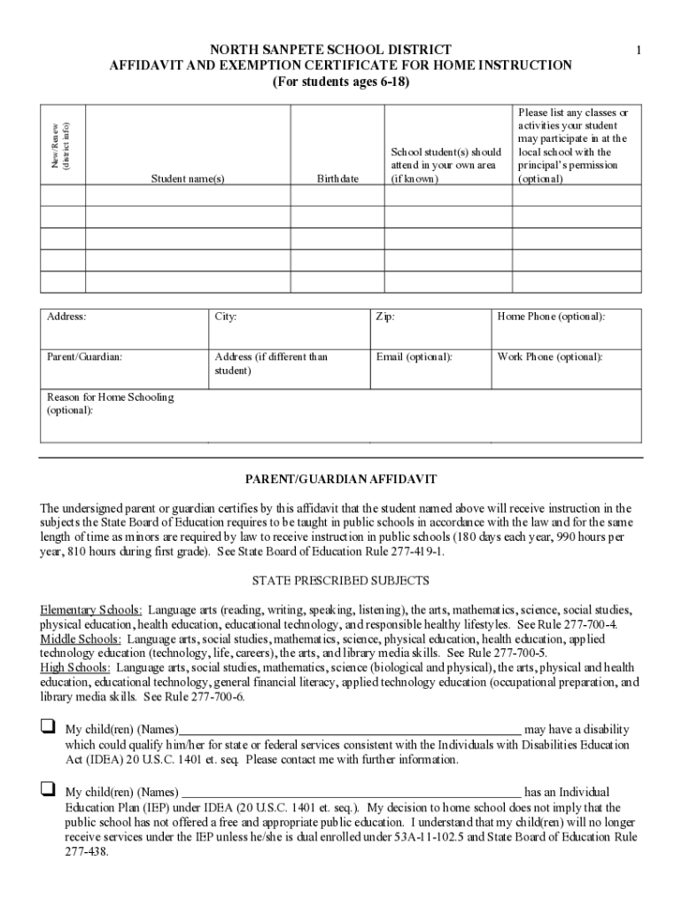 Fillable Online Home School Affidavit.docx Fax Email Print - pdfFiller