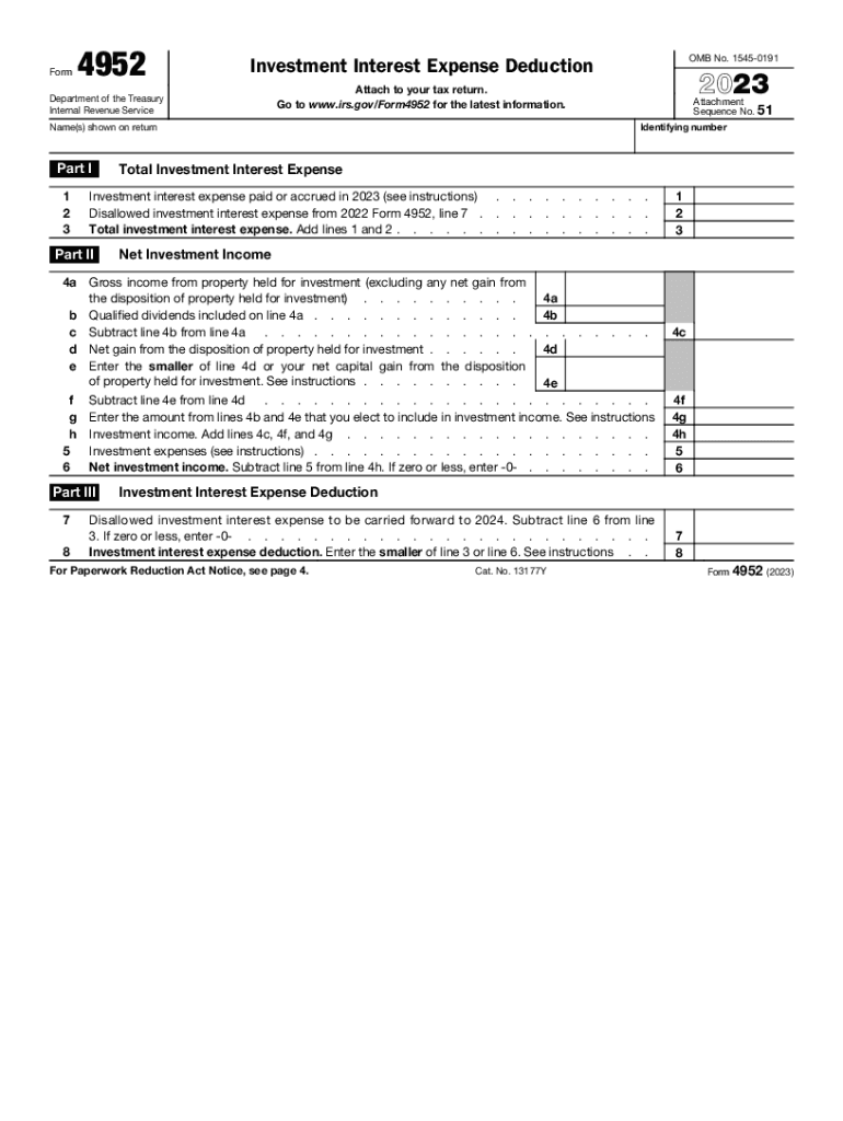 form 4952 Preview on Page 1