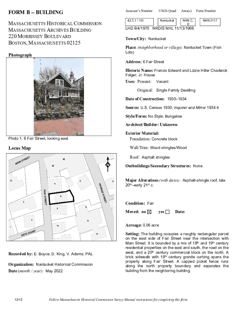 Fillable Online form b-building - massachusetts historical commission ...