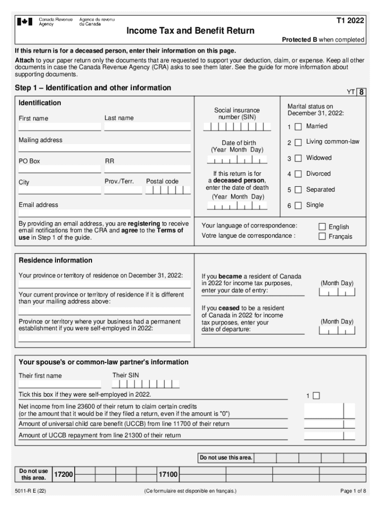 canada income tax benefit return form Preview on Page 1