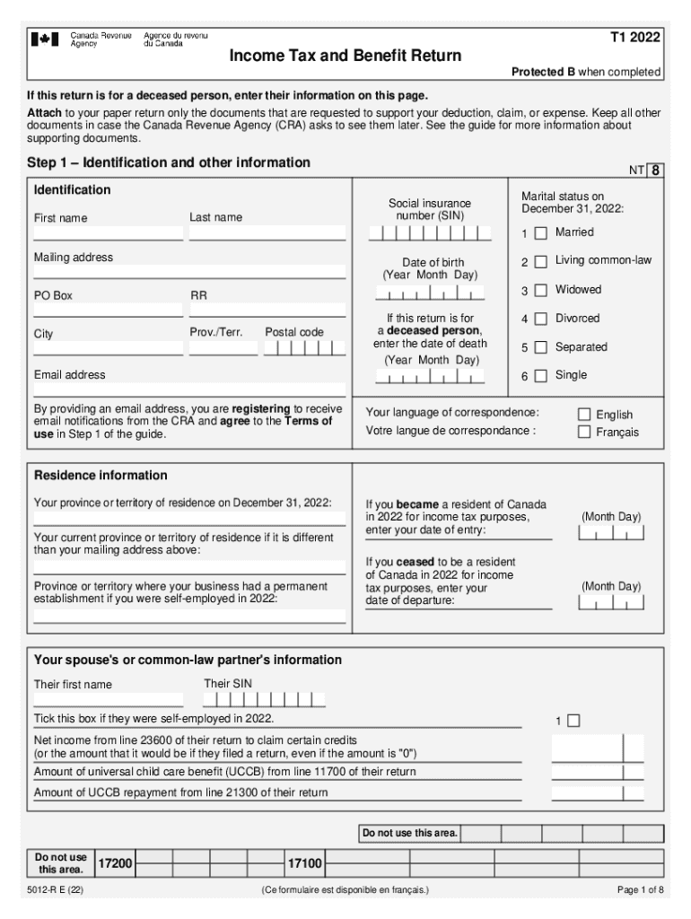 canada income tax benefit return form Preview on Page 1