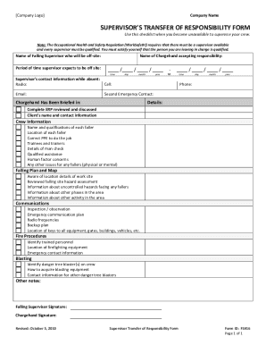 bell transfer of responsibility form