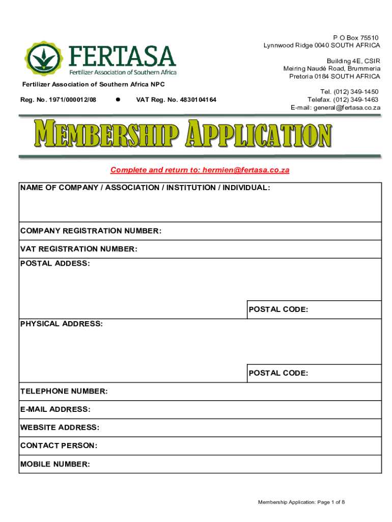 Fillable Online Fertasa The Fertilizer Association of Southern Africa