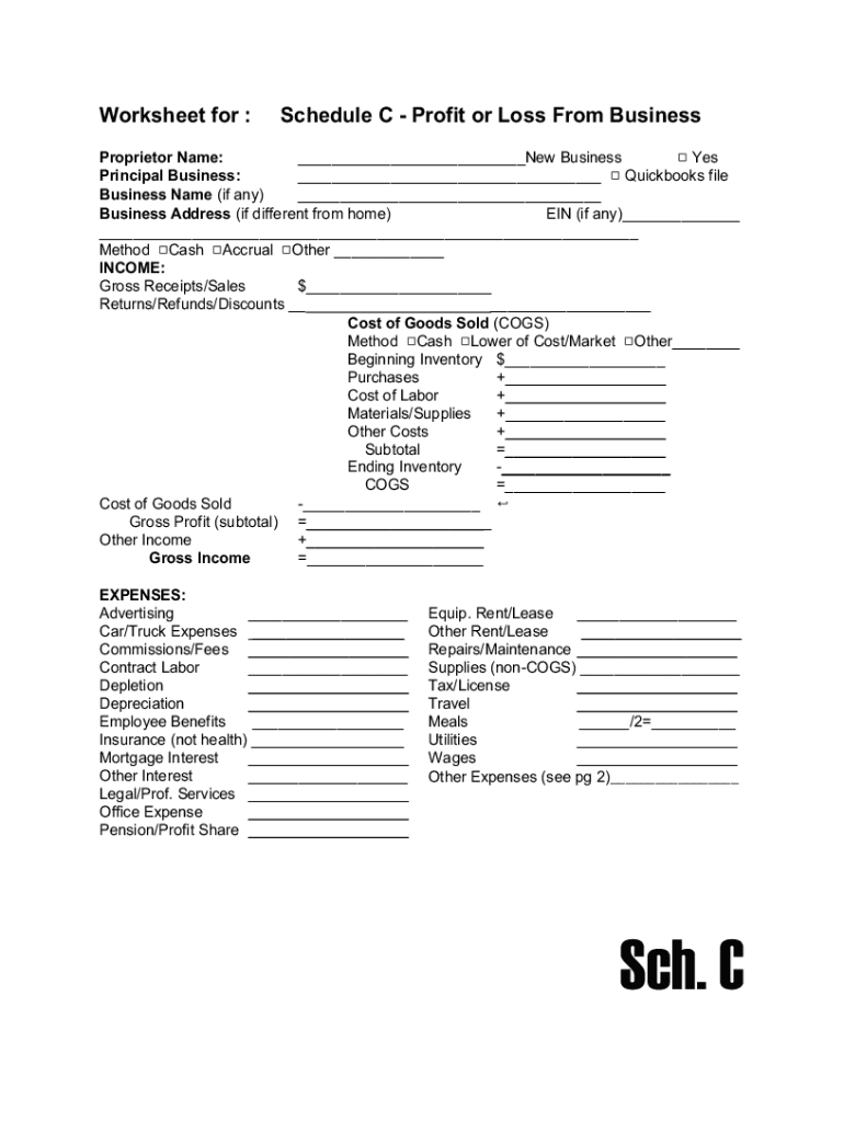 schedule c profit loss business Preview on Page 1