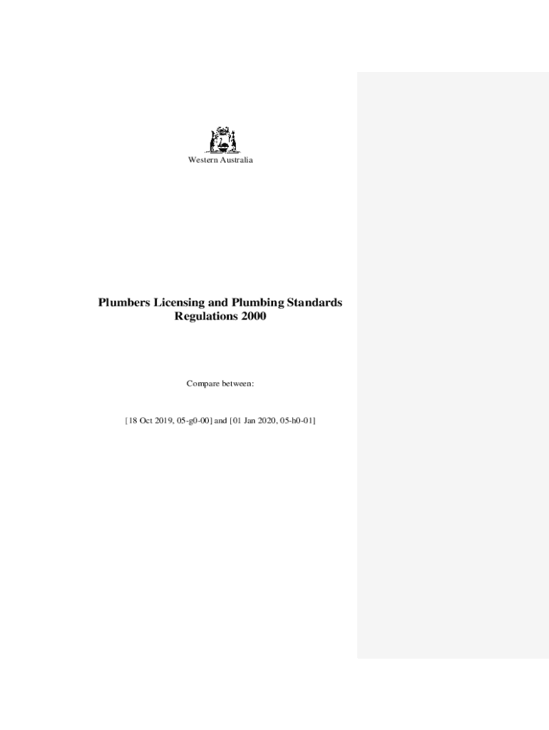 Fillable Online These regulations are the Plumbers Licensing and