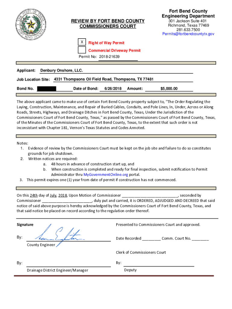 Fillable Online 4331 Thompsons Oil Field Road, Thompsons, TX 77481 Fax