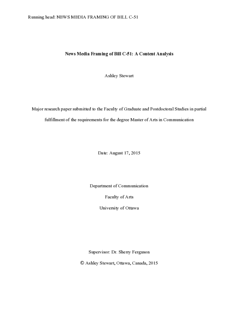 Fillable Online News Media Framing of Bill C51 A Content Analysis Fax