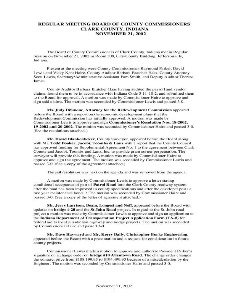 Fillable Online CLARK COUNTY COUNCIL CLARK COUNTY, INDIANA Fax Email