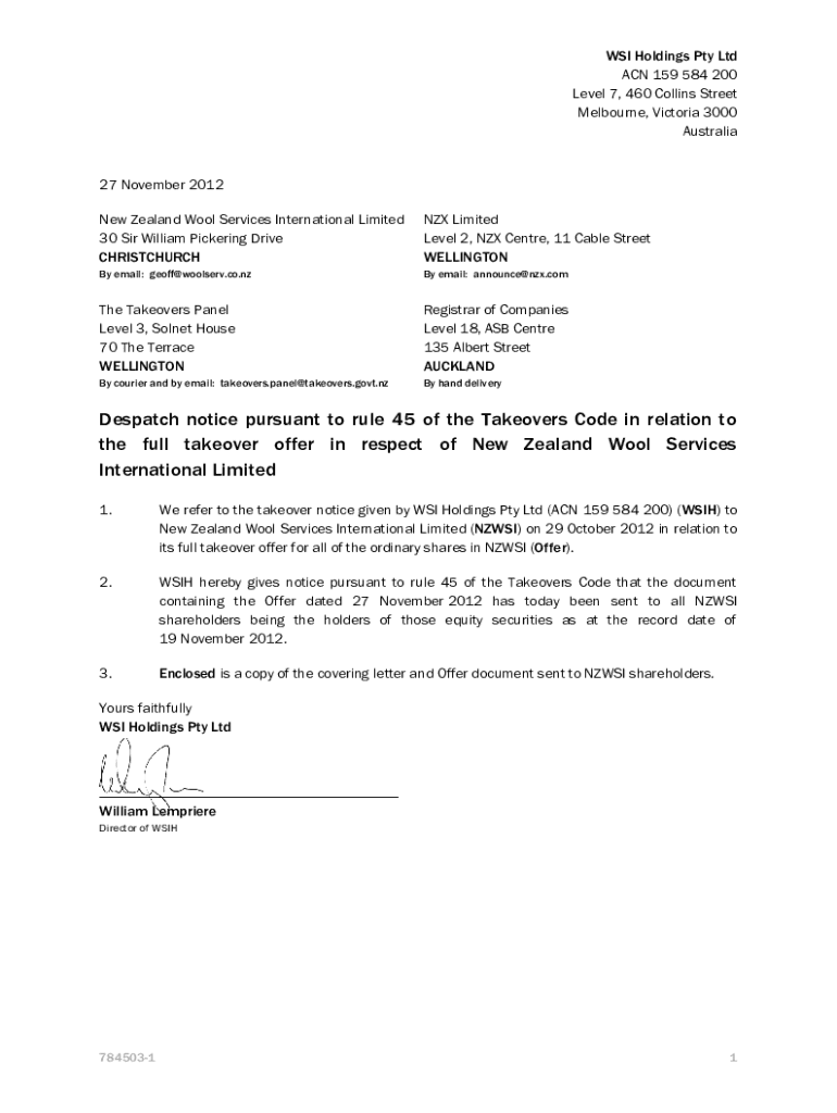 Fillable Online NewZealandWoolServicesInternationalLimitedWSI