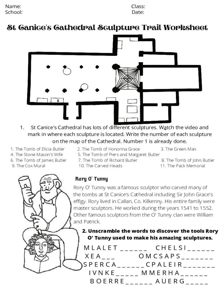 Fillable Online St Canice's Cathedral Sculpture Trail Worksheet Fax Email Print pdfFiller