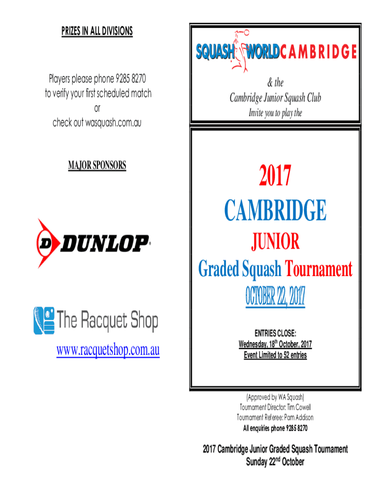 Fillable Online Cambridge Junior Squash Club Fax Email Print pdfFiller