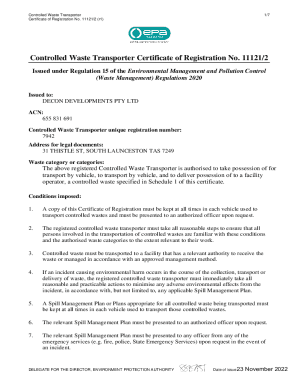 Fillable Online Controlled Waste Transporter Certificate of ...
