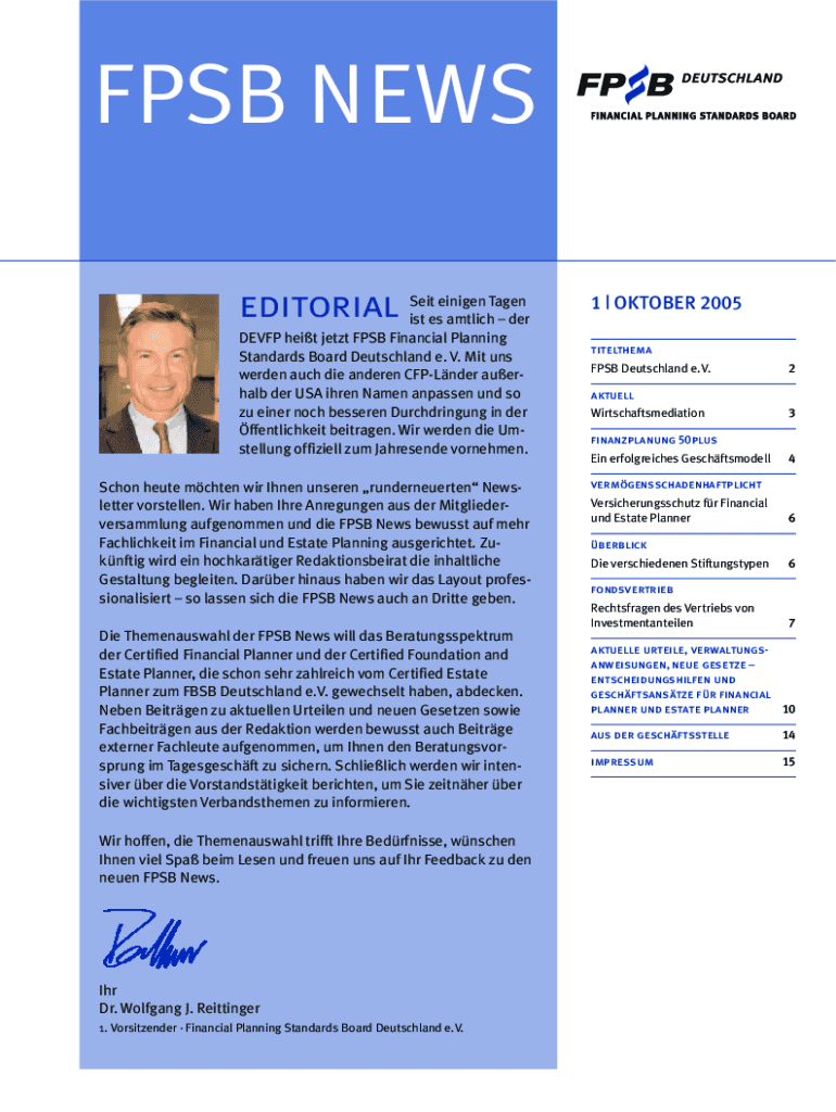 Ausfüllbar Online Home Financial Planning Standards Board Deutschland