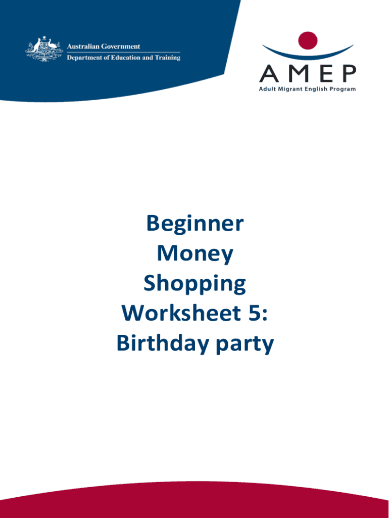 Fillable Online Pre Beginner Money Shopping Worksheet 5: Shopping ...