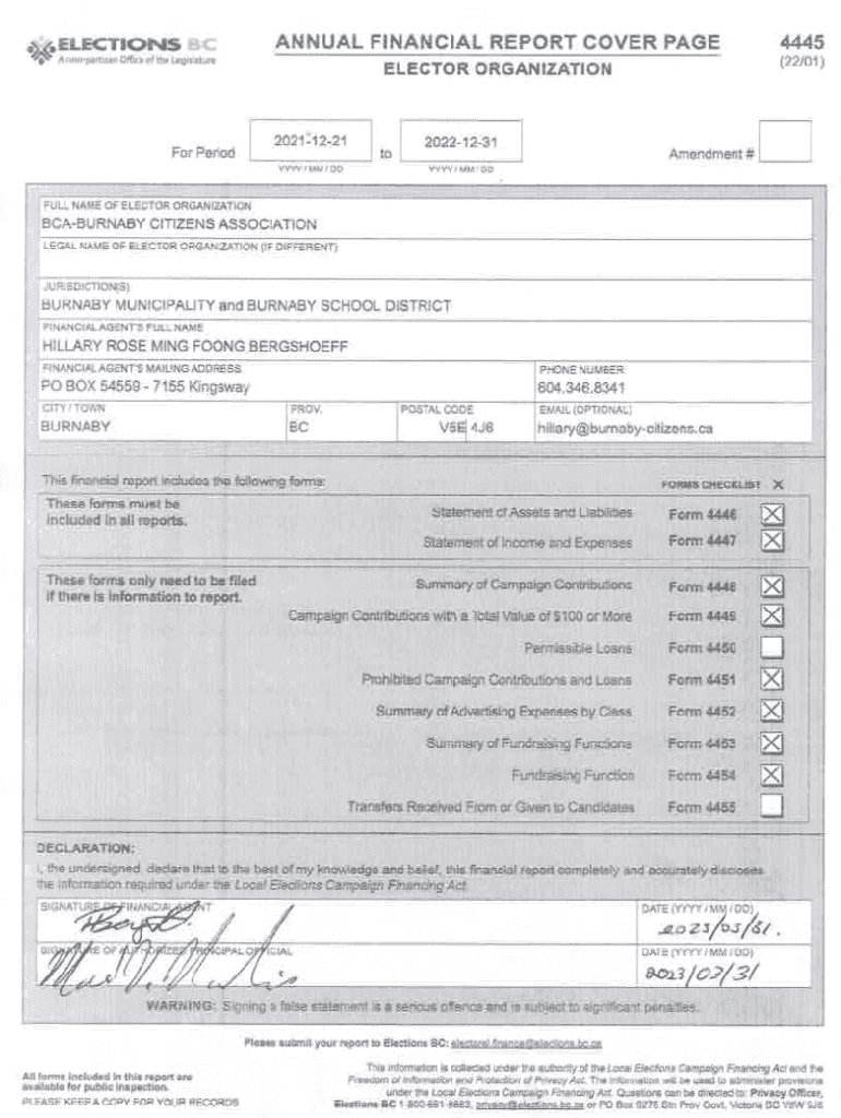 Fillable Online ANNUAL FINANCIAL REPORT COVER PAGE Fax Email Print