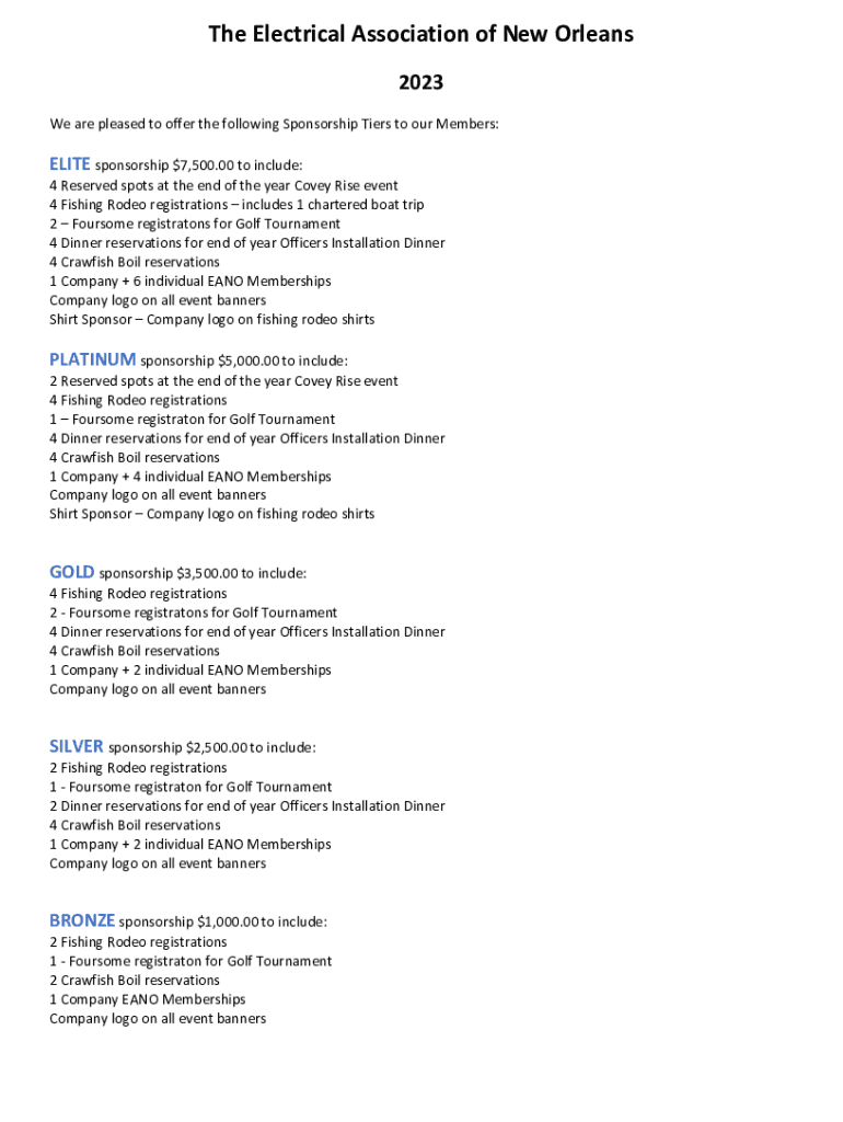 SPONSORSHIP OVERVIEW & REGISTRATION Preview on Page 1