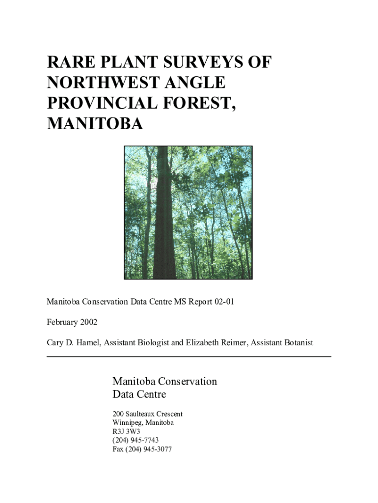 Fillable Online rare plant surveys of Northwest Angle Provincial Forest