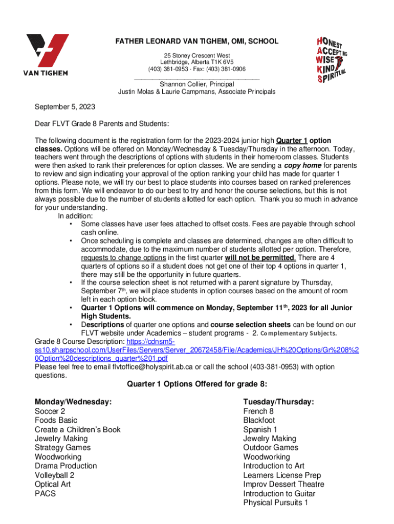 Fillable Online School Council Father Leonard Van Tighem School Fax